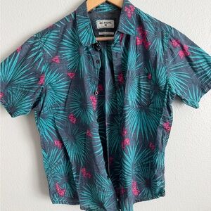 Billabong Boy's Tropical Print Cotton Shirt - Blue and Pink
